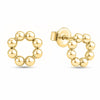 Yellow Gold Beaded Circle Stud Earrings.