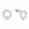 White Gold Beaded Circle Stud Earrings.