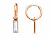 Rose Gold Cubic Zirconia Dangly Huggie Earrings.