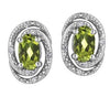 Sterling Silver Peridot, Diamond Stud Earrings.