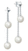 Sterling Silver Pearl Double Drop Earrings