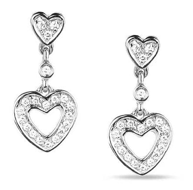 Sterling Silver Canadian Diamond Heart Stud Earrings.