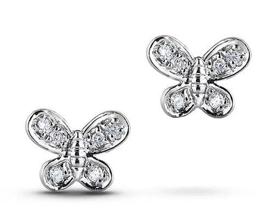 Sterling Silver Canadian Diamond "Butterfly" Stud Earrings.