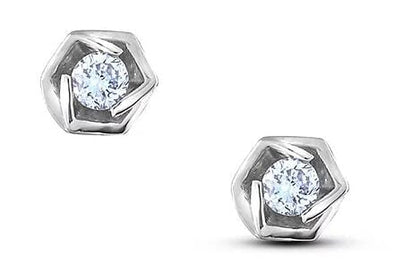 Sterling Silver Canadian Diamond Stud Earrings.