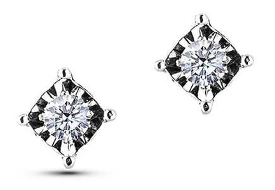 Sterling Silver Canadian Diamond Stud Earrings.
