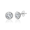 Sterling Silver Lab Grown Diamond Bezel Set Stud Earrings