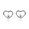 Sterling Silver Lab Grown Diamond Heart Stud Earrings