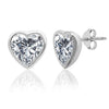 Sterling Silver Lab Grown Diamond Bezel-Set Heart Stud Earrings