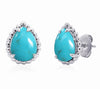 Sterling Silver Turquoise Beaded Stud Earrings.