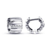 Sterling Silver Lab Grown Diamond Grooved Huggie Earrings