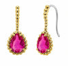 Yellow Gold Vermeil Lab Created Rhodolite Garnet Beaded Shepherd Hook Earrings.