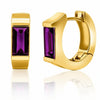 Yellow Gold Vermeil Lab Created Amethyst Huggie Earrings.