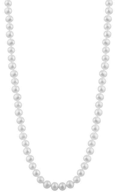 Cultured Freshwater Pearl Necklace. 6.0 - 6.5mm Pearls. 18 Inch Knotted Strand., Yellow Gold Clasp.