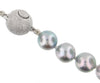 Cultured Akoya Pearl Necklace. 7.5 - 8.0mm Pearls. 18 Inch Knotted Strand. Sterling Silver Star Dust Ball Clasp
