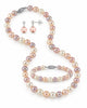 3-piece Set Multi-Coloured Cultured Freshwater Pearl Necklace. Bracelet & Earrings 5.0 - 5.5mm Pearls.