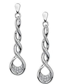 Sterling Silver Diamond Drop Earrings.