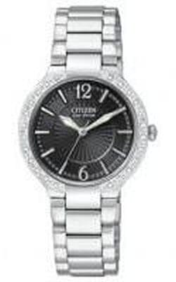 Citizen Ladies Silver Tone, Stainless Steel Bracelet Sapphire Crystal Eco-Drive Watch24 Diamonds