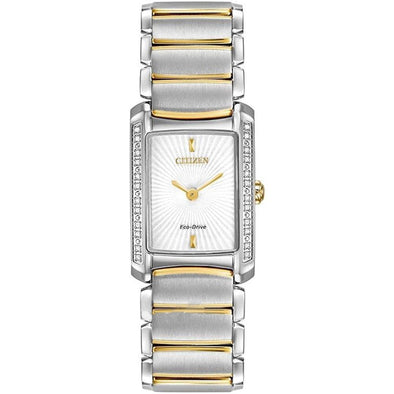 Citizen Ladies Two Tone, Stainless Steel Bracelet Diamond Dial, Sapphire Crystal, 50m 5ATM Water Resistant Eco-Drive Watch