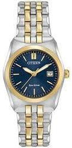 Citizen Ladies Two Tone, Stainless Steel Bracelet Date Only, 100m 10ATM Water Resistant Eco-Drive Watch -