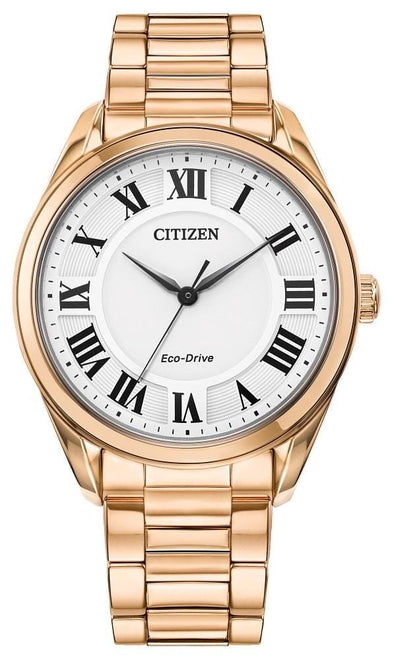Citizen Ladies Rose Gold Tone, Stainless Steel Bracelet Sapphire Crystal, 50m 5ATM Water Resistant Eco-Drive Watch -