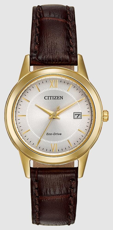 Citizen Ladies Leather Strap Date Only Eco-Drive Watch -