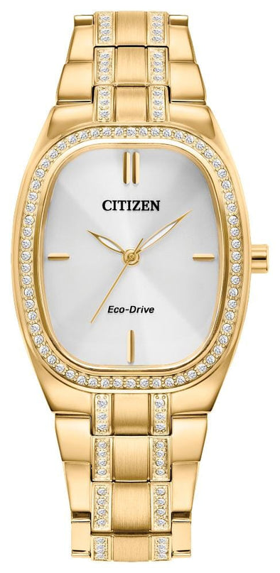 Citizen Ladies Gold Tone, Stainless Steel Bracelet Swarovski Crystal Eco-Drive Watch -
