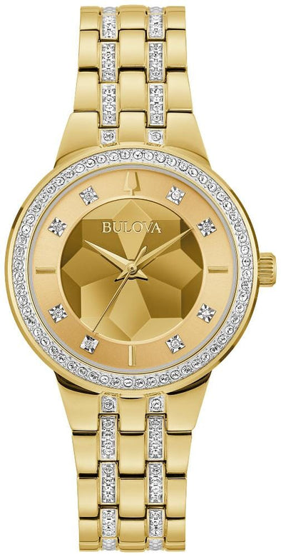 Bulova Ladies Gold Tone, Stainless Steel Bracelet Quartz Watch -