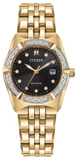 Citizen Ladies Gold Tone, Stainless Steel Bracelet Date Only Eco-Drive Watch -