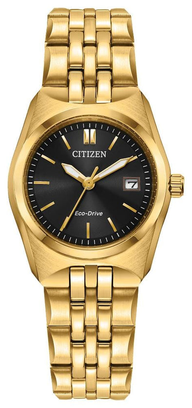 Citizen Ladies Gold Tone Date Only, 100m 10ATM Water Resistant Eco-Drive Watch -