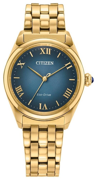 Citizen Ladies Gold Tone Sapphire Crystal, 50m 5ATM Water Resistant Eco-Drive Watch -