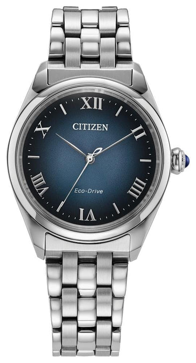 Citizen Ladies Silver Tone Sapphire Crystal, 50m 5ATM Water Resistant Eco-Drive Watch -