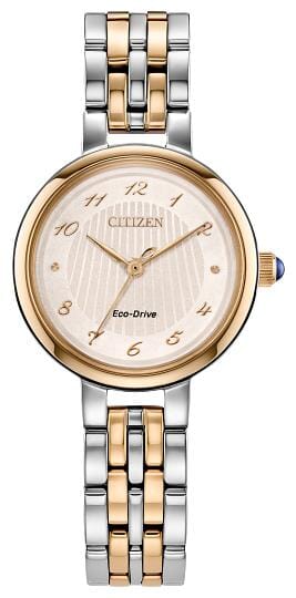 Citizen Ladies Two Tone Sapphire Crystal, 50m 5ATM Water Resistant Eco-Drive Watch -