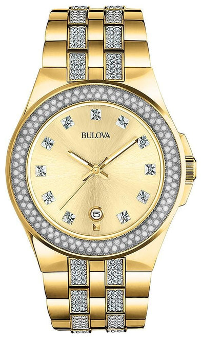 Bulova Gents Gold Tone, Stainless Steel Bracelet Date Only Quartz Watch -
