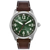 Citizen Gents Silver Tone, Leather Strap Date Only, 100m 10ATM Water Resistant Eco-Drive Watch -