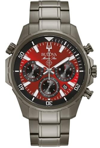 Bulova Gents Gun Metal / Gray, Stainless Steel Bracelet Date Only, 100m 10ATM Water Resistant Chronograph Quartz Watch