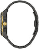 Bulova Gents Gold Tone, Black, Stainless Steel Bracelet Diamond Dial, Date Only, 100m 10ATM Water Resistant Quartz Watch -