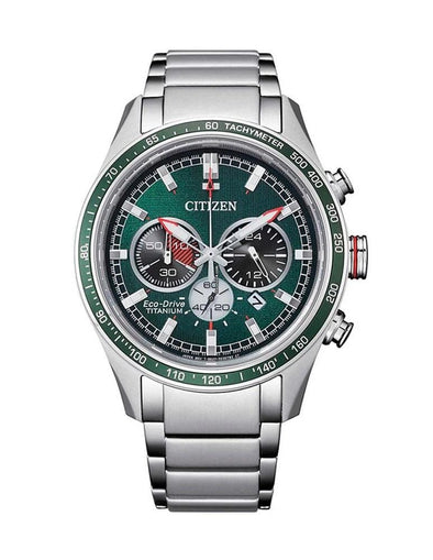Citizen Gents Silver Tone, Titanium Sapphire Crystal, 100m 10ATM Water Resistant, 24 Hour Dial Eco-Drive Watch -