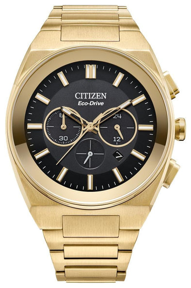 Citizen Gents Gold Tone, Stainless Steel Bracelet Date Only, Sapphire Crystal Eco-Drive Watch -