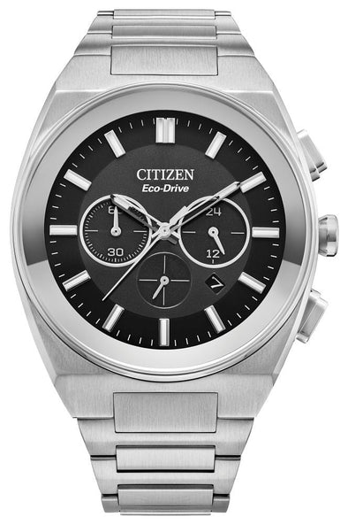 Citizen Gents Silver Tone, Stainless Steel Bracelet Date Only, Sapphire Crystal, 50m 5ATM Water Resistant Eco-Drive Watch -