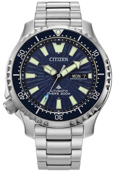 Citizen Gents Silver Tone, Stainless Steel Bracelet Day & Date, Sapphire Crystal, 200m 20ATM Water Resistant Mechanical, Self Wind Watch -Automatic