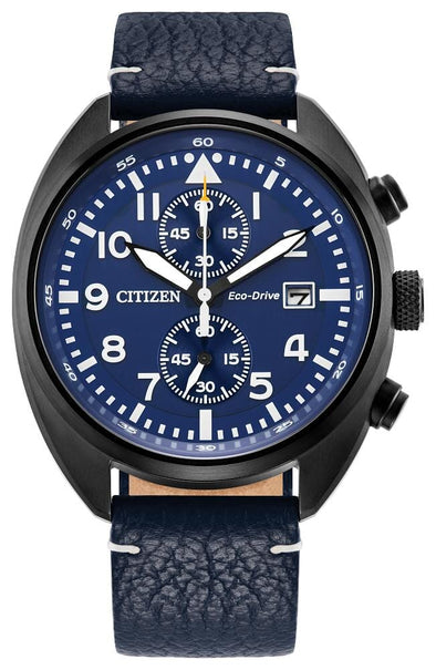 Citizen Gents Leather Strap Date Only, 100m 10ATM Water Resistant Eco-Drive Watch -