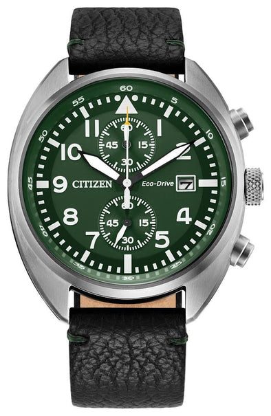 Citizen Gents Silver Tone, Leather Strap Date Only, 100m 10ATM Water Resistant Eco-Drive Watch -