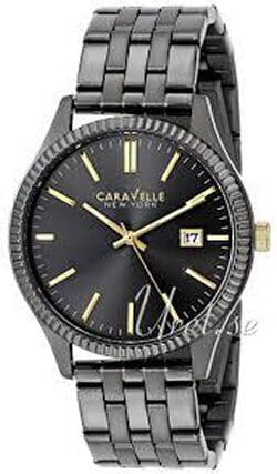 Caravelle Gents Two Tone, Gun Metal / Gray, Stainless Steel Bracelet Date Only Quartz Watch