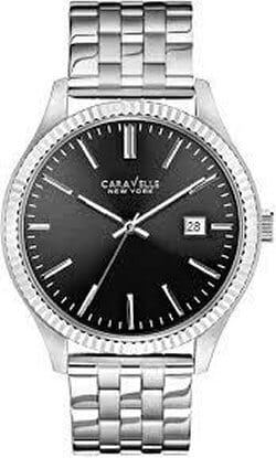 Caravelle New York Gents Silver Tone, Stainless Steel Bracelet Date Only Quartz Watch -