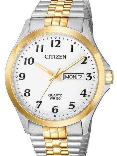 Citizen Gents Two Tone, Expansion Bracelet Day & Date Quartz Watch -