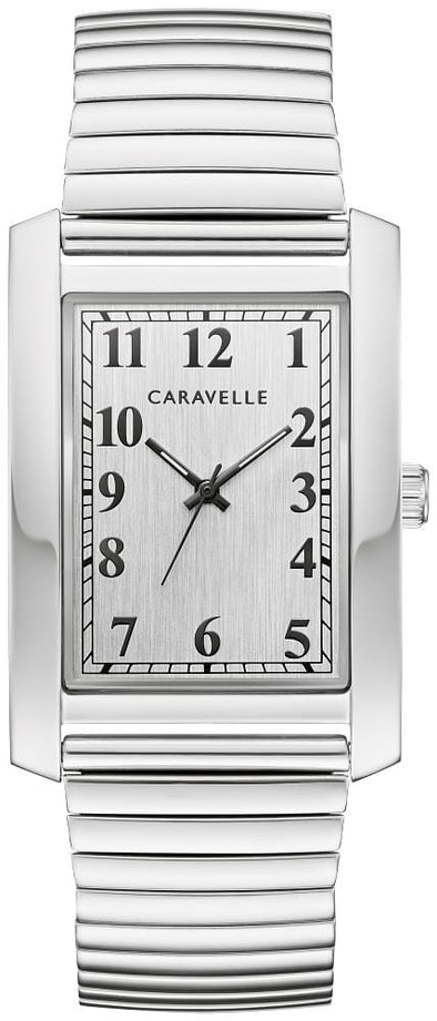 Caravelle Gents Silver Tone, Stainless Steel Bracelet, Expansion Bracelet 30m 3ATM Water Resistant Quartz Watch -