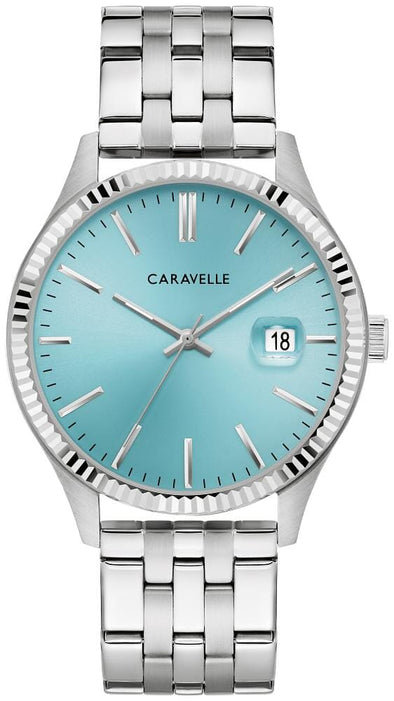 Caravelle Gents Silver Tone Date Only, 30m 3ATM Water Resistant Quartz Watch -