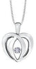 Sterling Silver Diamond Heart Pulse Pendant Necklace.