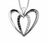 Sterling Silver Black & White Diamond Pendant Necklace.