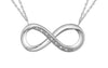 Sterling Silver Diamond Infinity Bar Pendant Necklace.